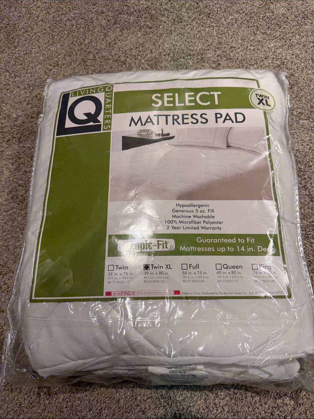 Living Quarters Select Twin XL White Mattress Pad